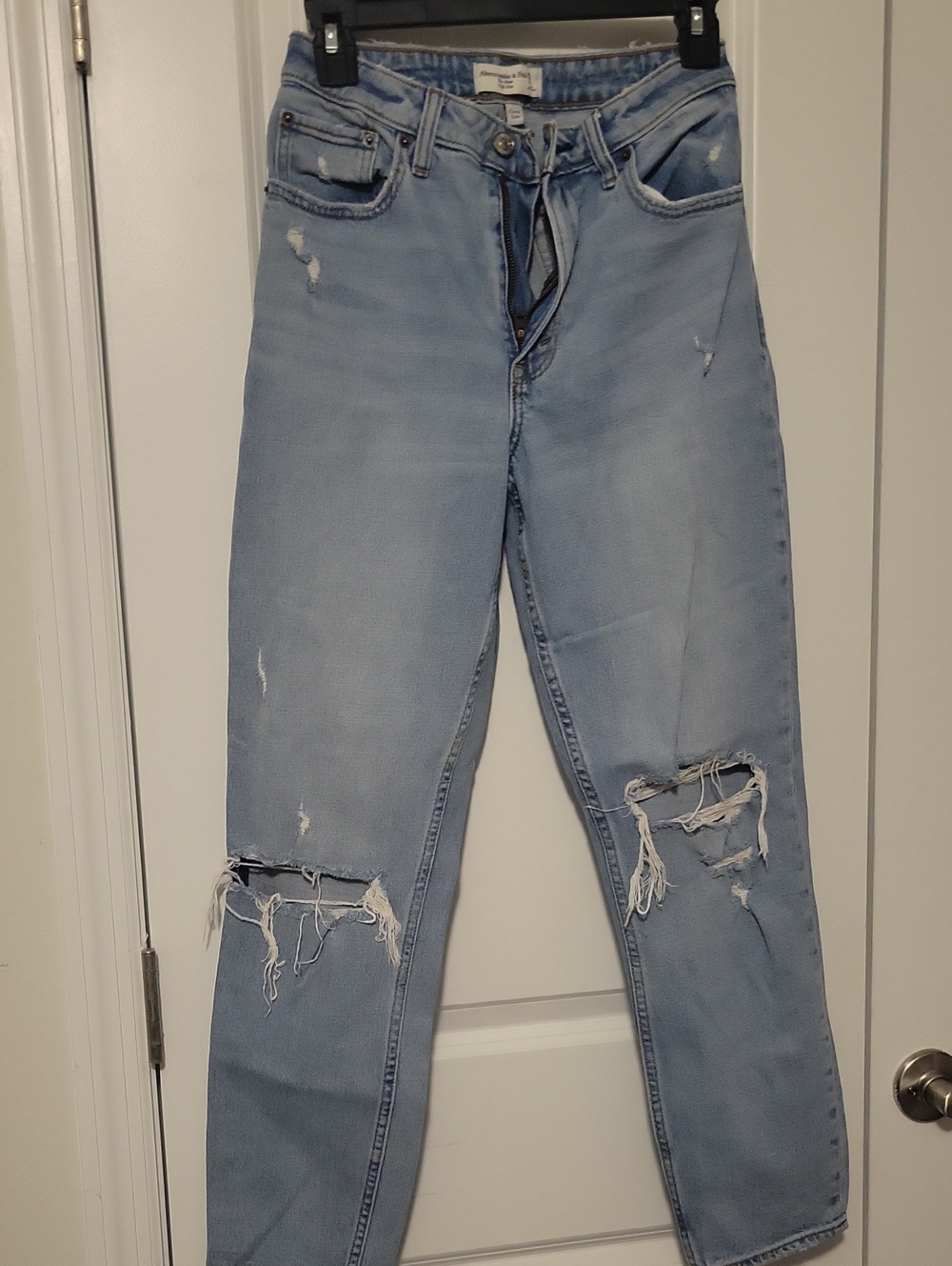 Abercrombie & Fitch Light Wash Distressed Boyfriend Jeans